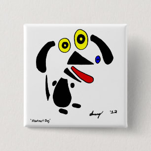 Macaron Carré 5 Cm Bouton Chien Abstrait