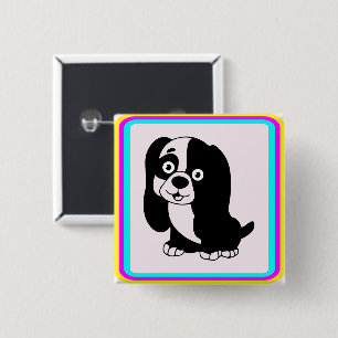 Macaron Carré 5 Cm Bouton Chiot