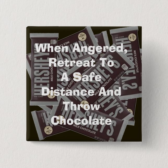 Macaron Carré 5 Cm Bouton Chocolat (Devant)