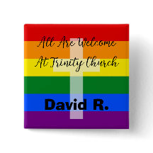 Bouton chrétien de soutien LGBT avec croix