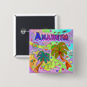 Macaron Carré 5 Cm Bouton cible de vacances Anaheim