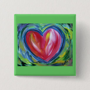 Macaron Carré 5 Cm Bouton Coeur avec espoir