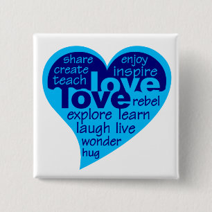 Macaron Carré 5 Cm Bouton Coeur d'amour