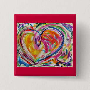 Macaron Carré 5 Cm Bouton Coeur de joie