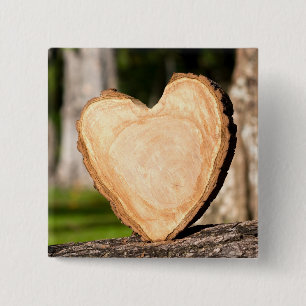 Macaron Carré 5 Cm bouton coeur en bois