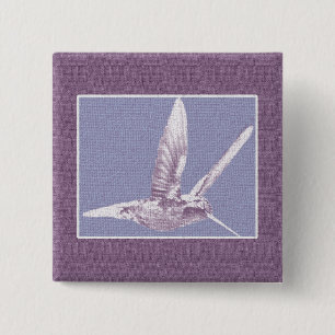 Macaron Carré 5 Cm Bouton Colibri Violet