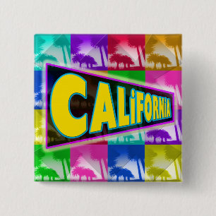 Macaron Carré 5 Cm Bouton "Coloring California 2"