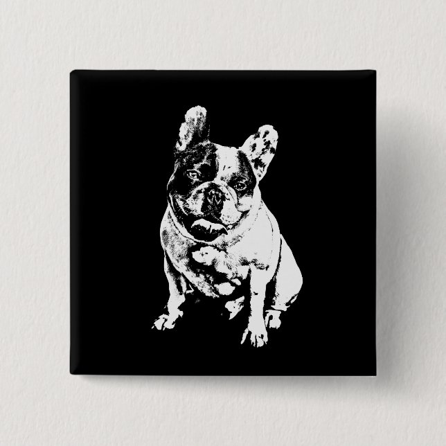 Macaron Carré 5 Cm Bouton cool B&W Bulldog Pin (Devant)
