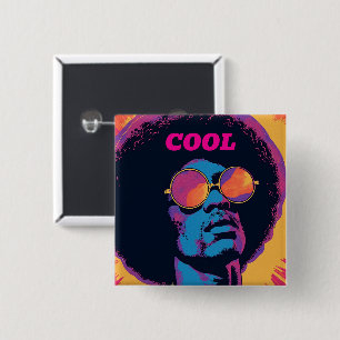 Macaron Carré 5 Cm Bouton cool/Rétro