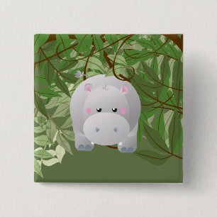 Macaron Carré 5 Cm Bouton Coute Hipo Jungle Animals Party