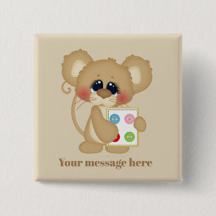 Macaron Carré 5 Cm Bouton couture mignon ajouter un nom ou un message