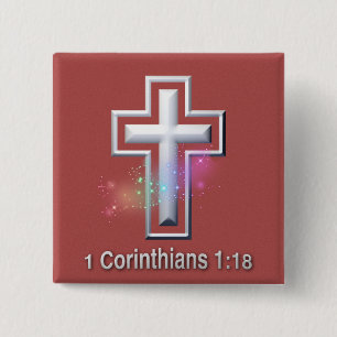 Macaron Carré 5 Cm Bouton Croix - Carré