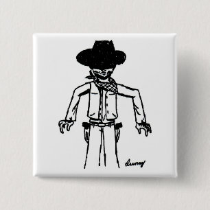 Macaron Carré 5 Cm Bouton Croquis Cowboy