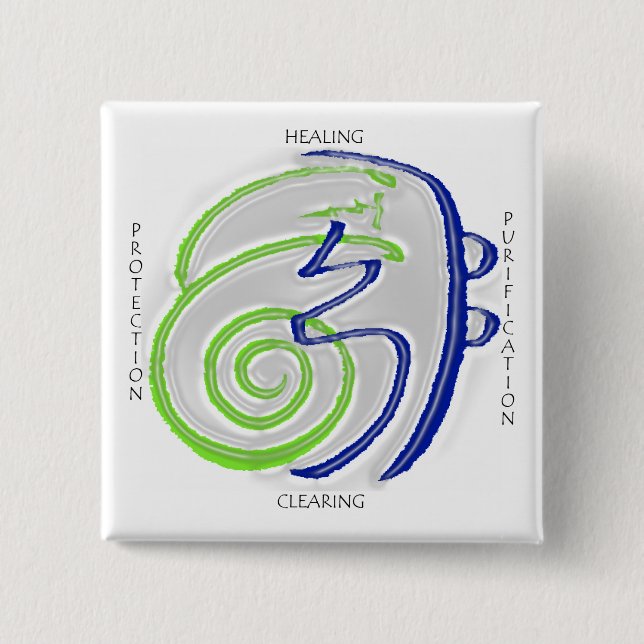 Macaron Carré 5 Cm Bouton curatif de Reiki (Devant)