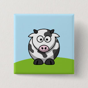 Macaron Carré 5 Cm Bouton Cute Cow