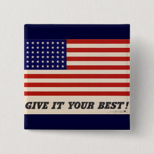 Macaron Carré 5 Cm Bouton d'affiche patriotique 2ème guerre mondiale