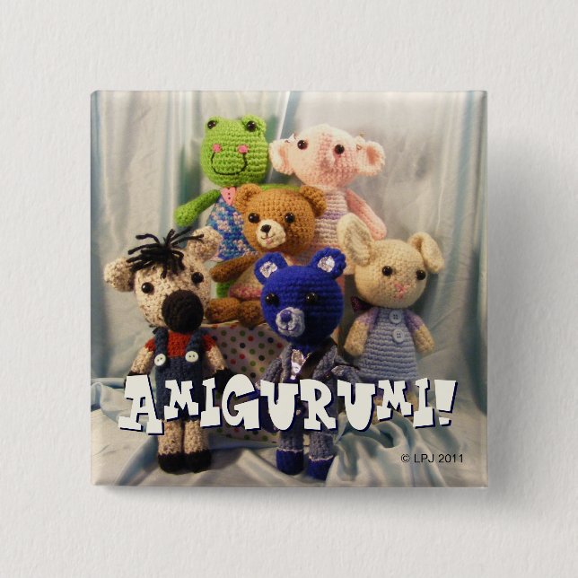 Macaron Carré 5 Cm Bouton d'amis d'Amigurumi (Devant)