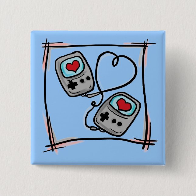 Macaron Carré 5 Cm Bouton d'amour de Gamer (Devant)