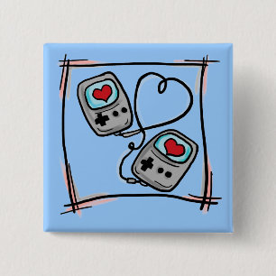 Macaron Carré 5 Cm Bouton d'amour de Gamer