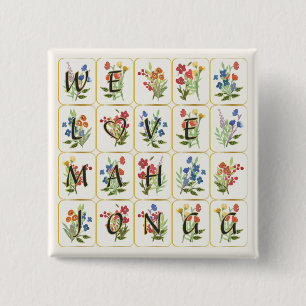 Macaron Carré 5 Cm Bouton d'amour Mah Jongg