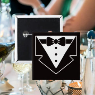 Macaron Carré 5 Cm Bouton d'amusement Mini Tuxedo