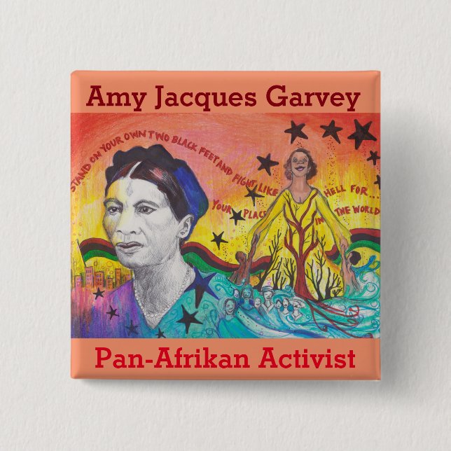 Macaron Carré 5 Cm Bouton d'Amy Jacques Garvey (Devant)