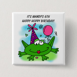 Macaron Carré 5 Cm Bouton d'anniversaire customisé de la grenouille H