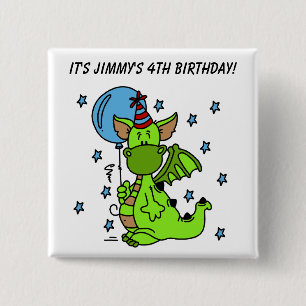 Macaron Carré 5 Cm Bouton d'anniversaire du dragon customisé