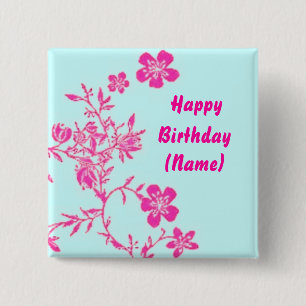 Macaron Carré 5 Cm Bouton d'anniversaire floral