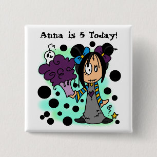 Macaron Carré 5 Cm Bouton d'anniversaire Skelekinz customisé