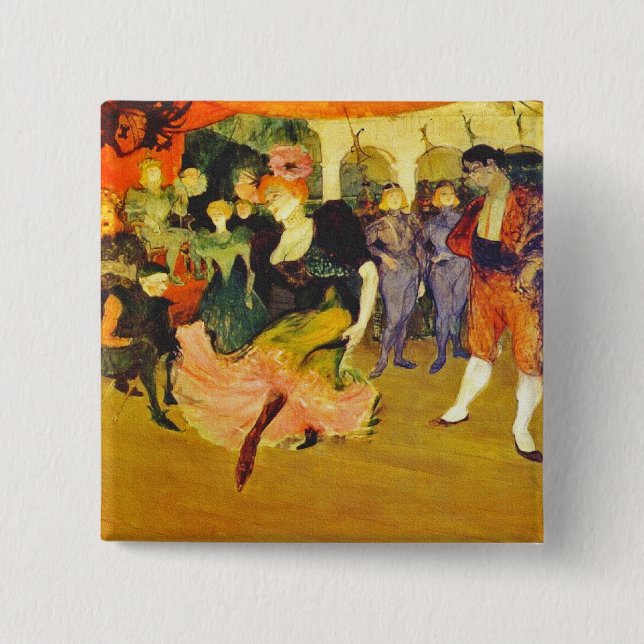 Macaron Carré 5 Cm Bouton : Danser le Boléro : Toulouse-Lautrec (Devant)