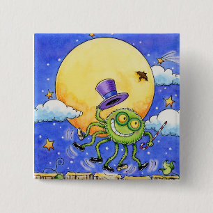 Macaron Carré 5 Cm Bouton d'araignée de Halloween