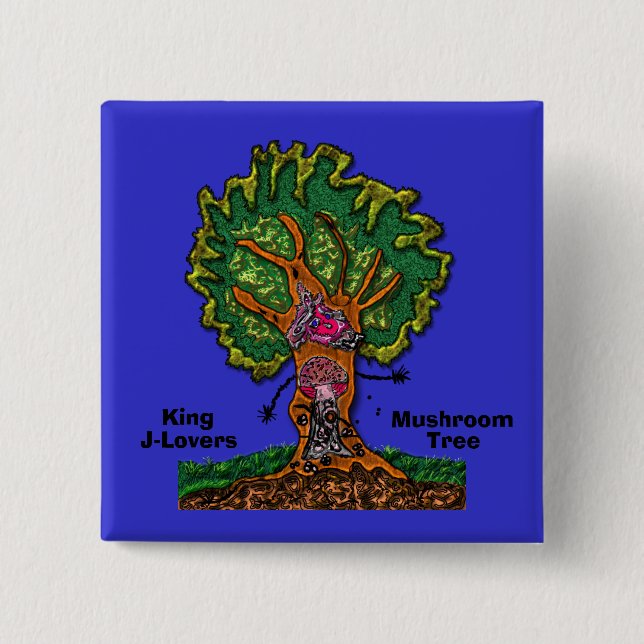 Macaron Carré 5 Cm Bouton d'arbre de champignon de J-amants de roi (Devant)