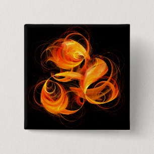 Macaron Carré 5 Cm Bouton d'art Abstrait Fireball (carré)