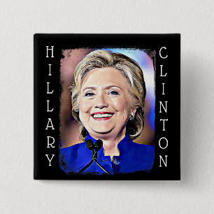 Macaron Carré 5 Cm Bouton d'Art numérique Hilary Clinton Memorabilia