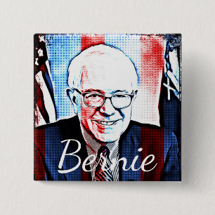 Macaron Carré 5 Cm Bouton d'Art numérique Pro Bernie Sanders