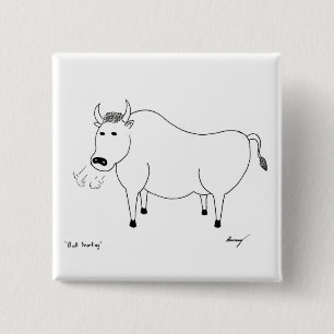 Macaron Carré 5 Cm Bouton d'art populaire Bull