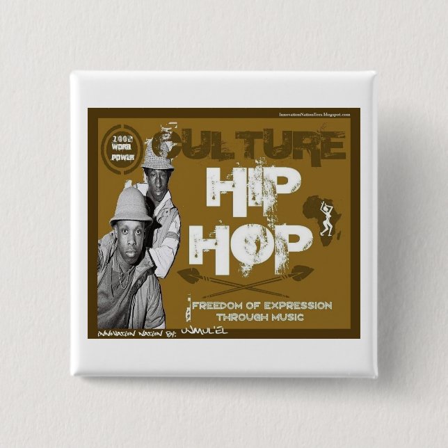 Macaron Carré 5 Cm Bouton de Bboys de hip hop de culture (Devant)
