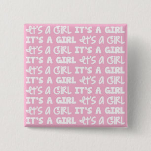 Macaron Carré 5 Cm Bouton de bébé c'est une fille !