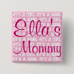 Macaron Carré 5 Cm Bouton de bébé c'est une fille !