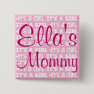 Macaron Carré 5 Cm Bouton de bébé c'est une fille !