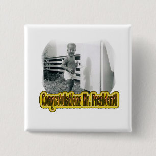 MACARON CARRÉ 5 CM BOUTON DE BÉBÉ DE PRÉSIDENT BARACK OBAMA