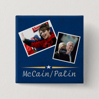 Macaron Carré 5 Cm Bouton de bleu de McCain/Palin