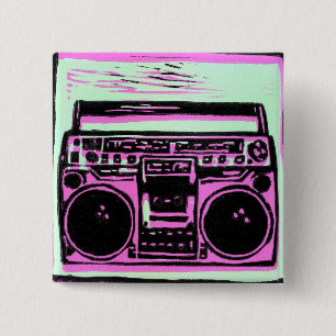 Macaron Carré 5 Cm bouton de boombox