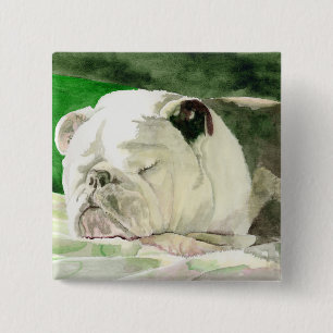 Macaron Carré 5 Cm Bouton de bouledogue de sommeil