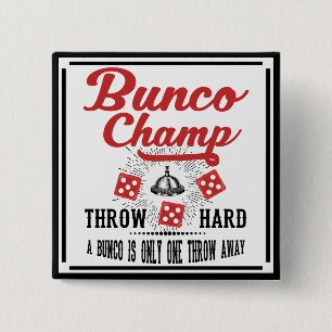 Macaron Carré 5 Cm Bouton de Bunco - champion de Bunco