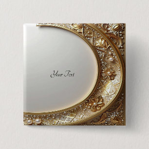 Macaron Carré 5 Cm Bouton de cadre orné doré
