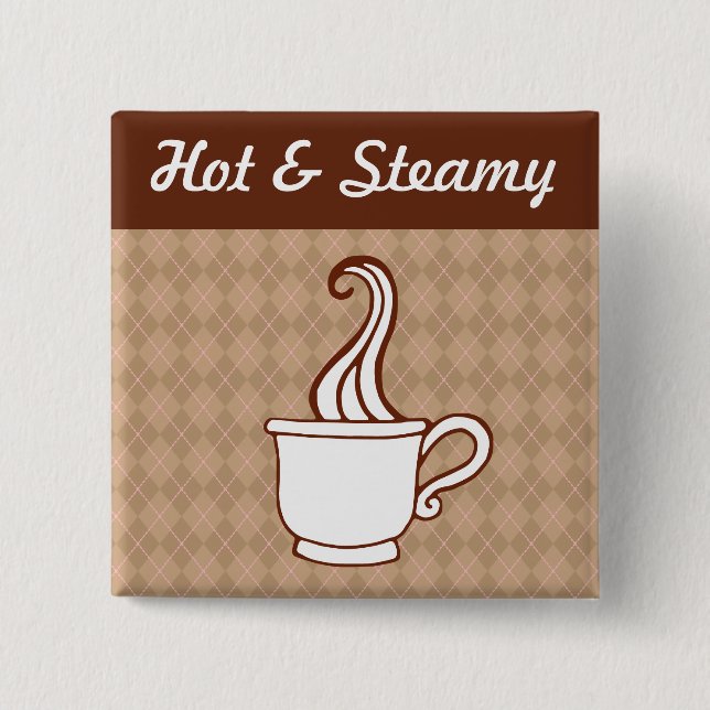 Macaron Carré 5 Cm Bouton de café rétro (Devant)