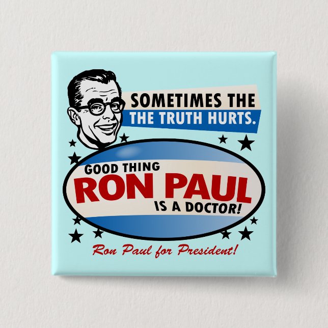 Macaron Carré 5 Cm Bouton de campagne de Ron Paul (Devant)