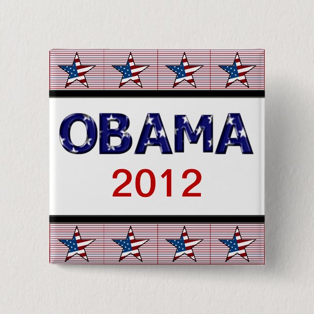 MACARON CARRÉ 5 CM BOUTON DE CAMPAGNE D'OBAMA 2012 (Devant)